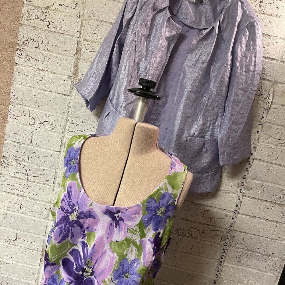 K Studio Purple Floral Sleeveless Dress and Blazer/Jacket Plus Size 14